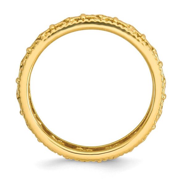 4.5mm Gold Tone Plated Sterling Silver Stackable Fleur de Lis Band Sz5 - Picture 2 of 5